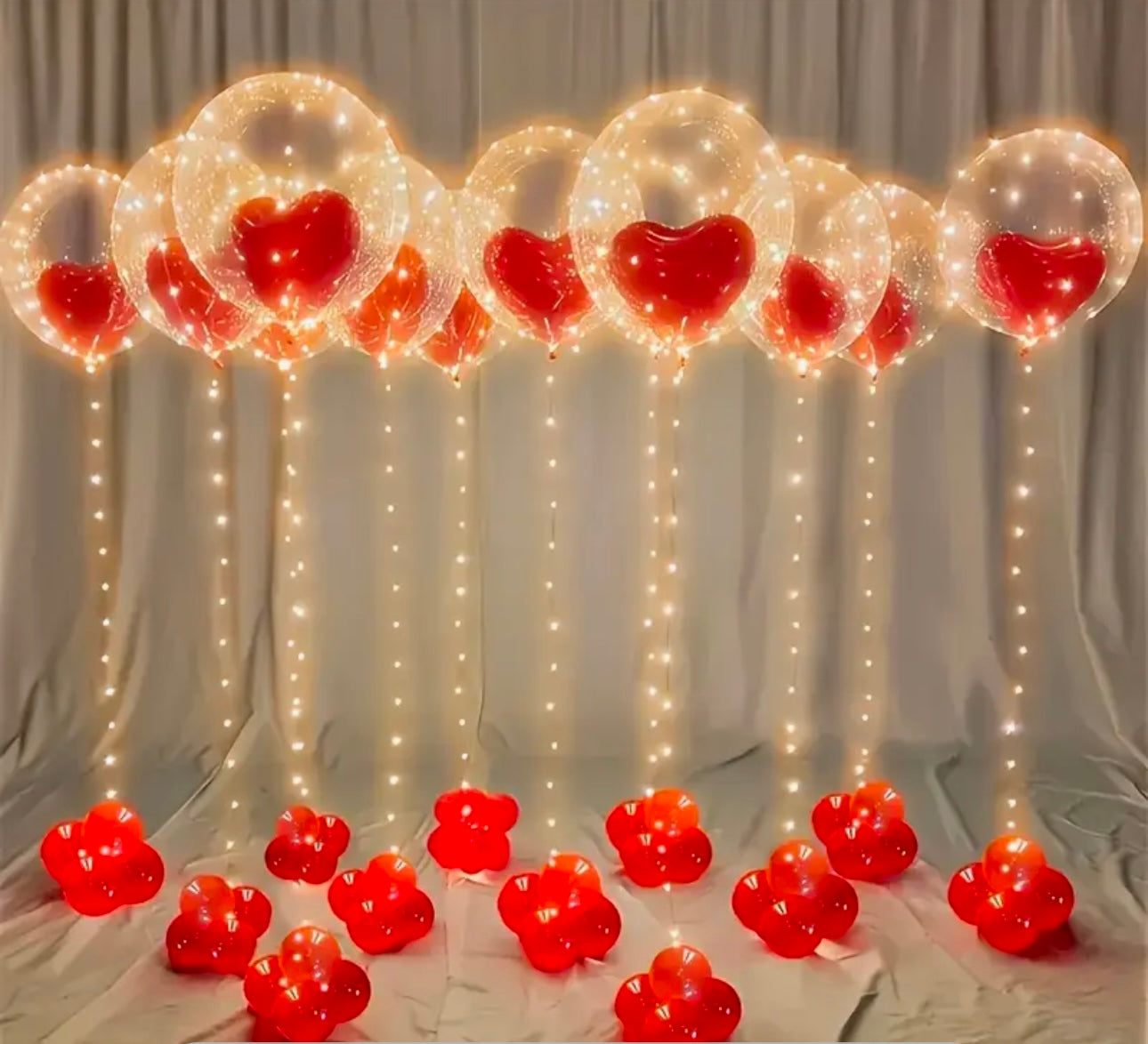 Set of 5 Clear Balloons with LED Lights