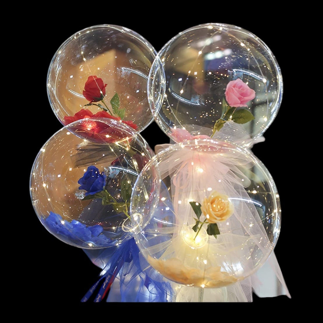 Single Clear 20-Inch Balloon with Elegant Rose