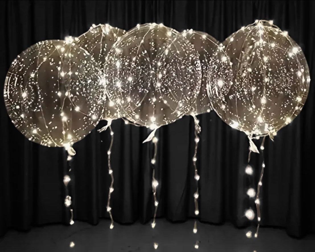 Set of 5 Clear Balloons with LED Lights